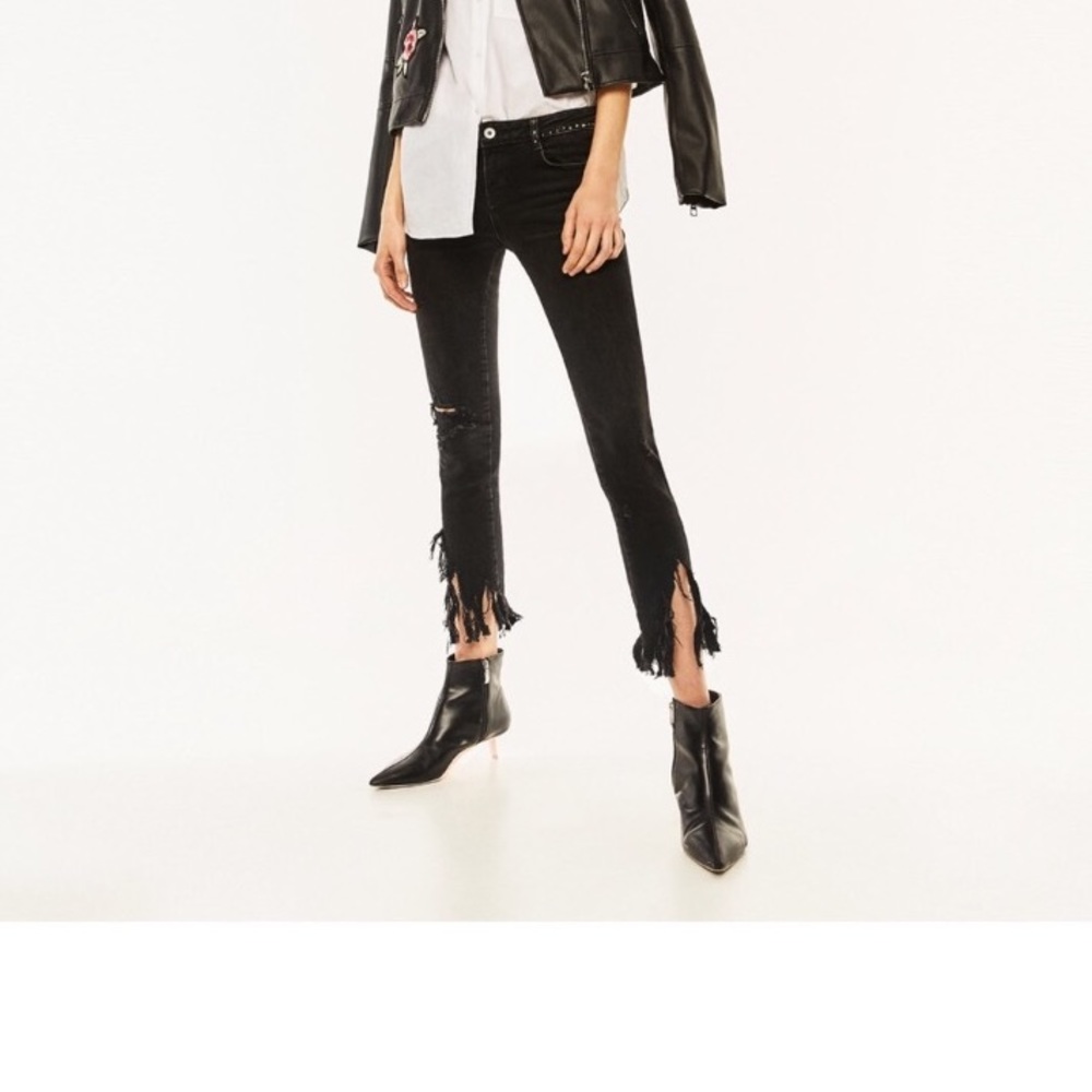 Zara Frayed Studded Skinny Jean